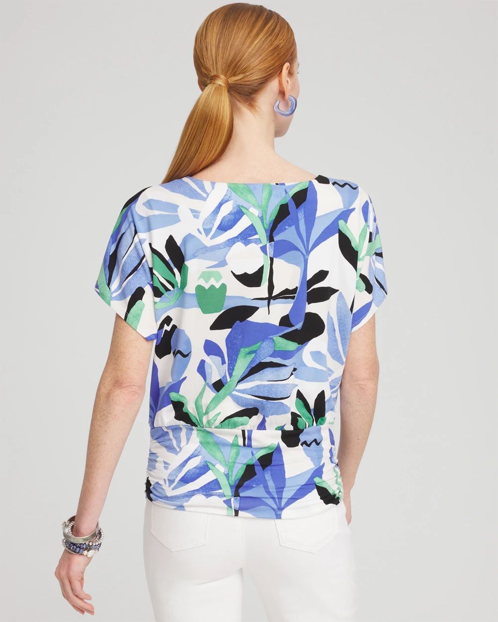 Touch of Cool™ Tropics Ruched Banded Hem Top