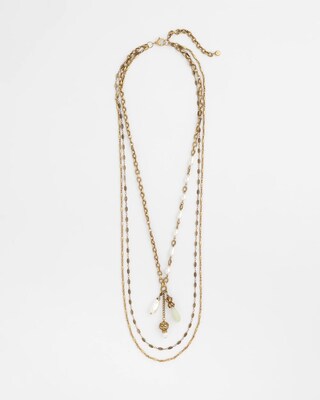 Convertible Multi-Strand Jade & Faux Pearl Charm Necklace click to view larger image.