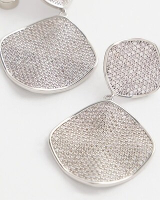 No Droop® Silver Tone Pavé Drop Earrings click to view larger image.