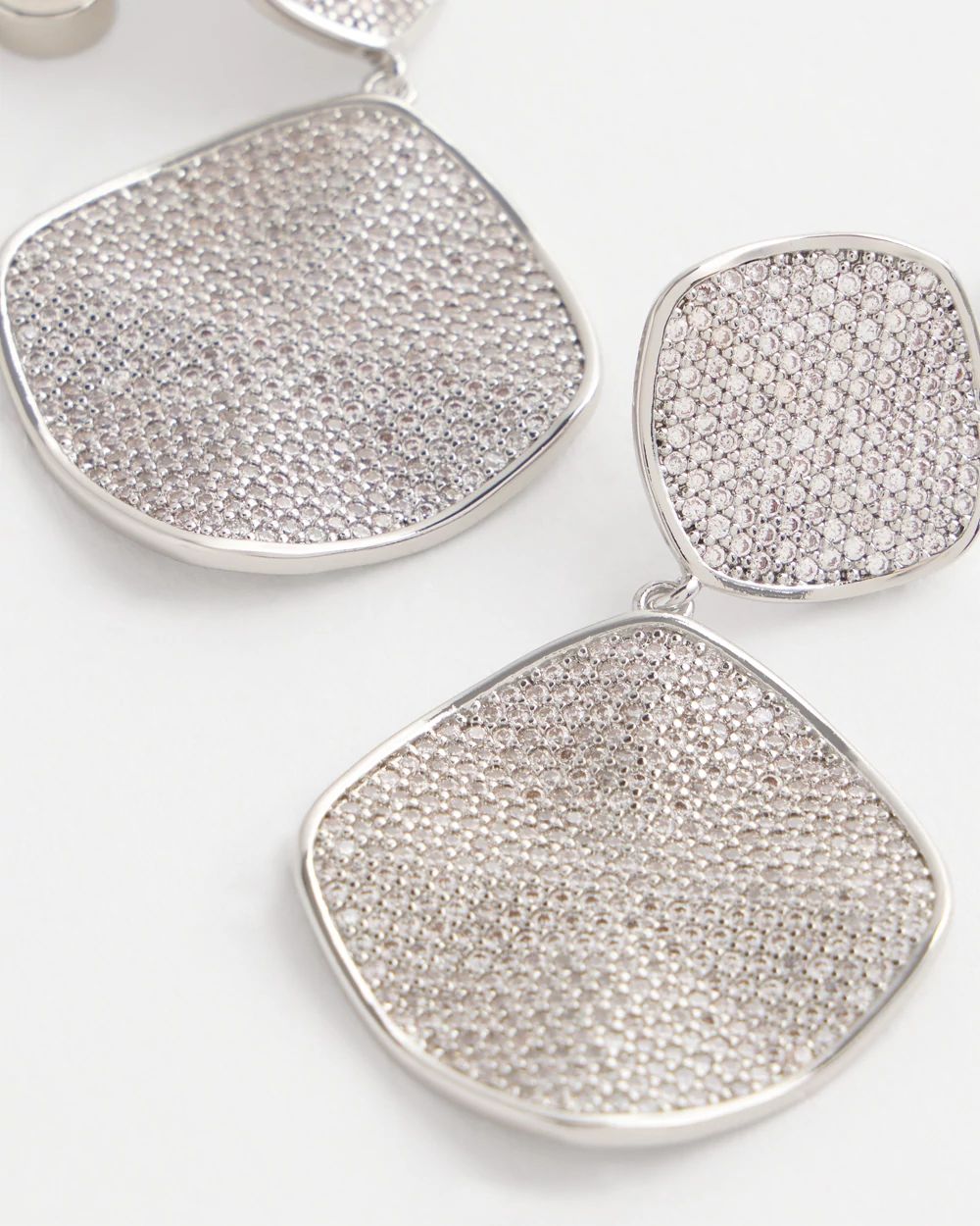 No Droop® Silver Tone Pavé Drop Earrings