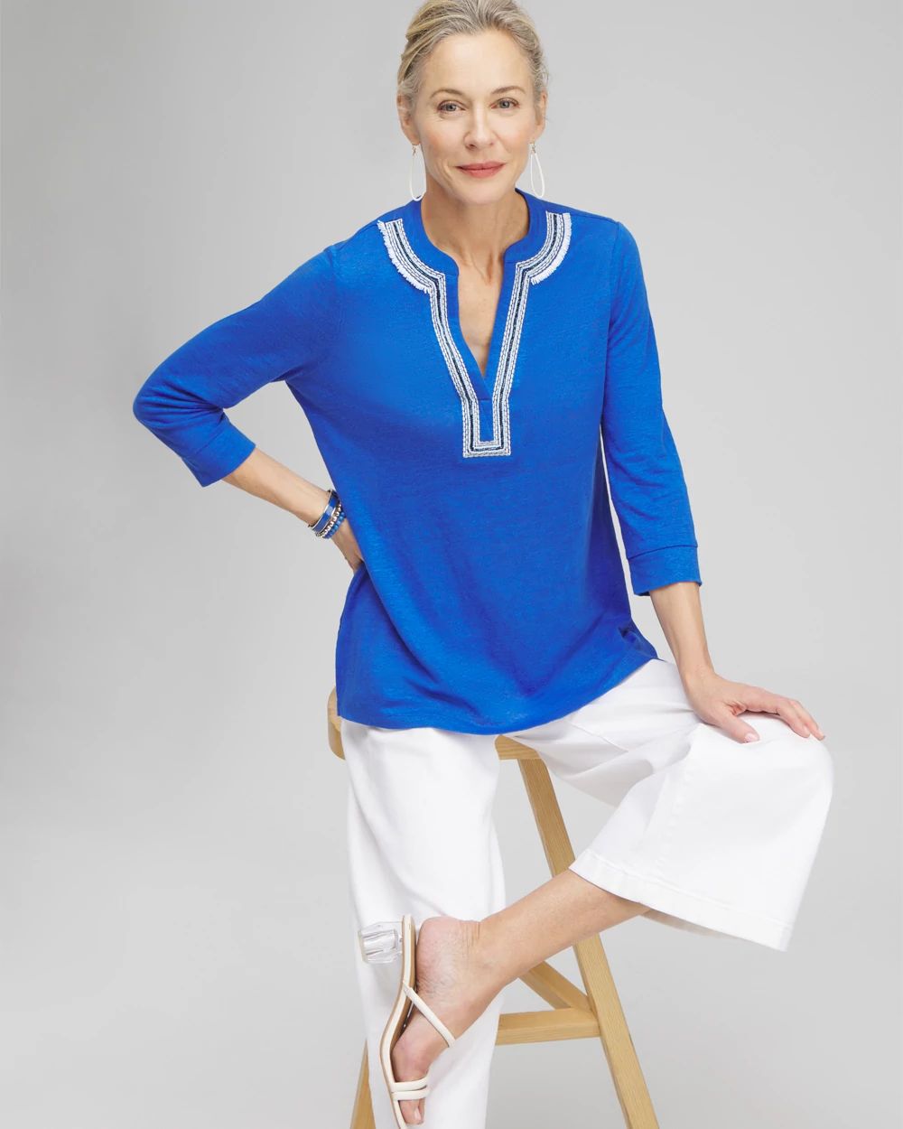 Linen Embellished Tunic click to view larger image.