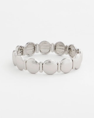 Silver Textured Circle Stretch Bracelet