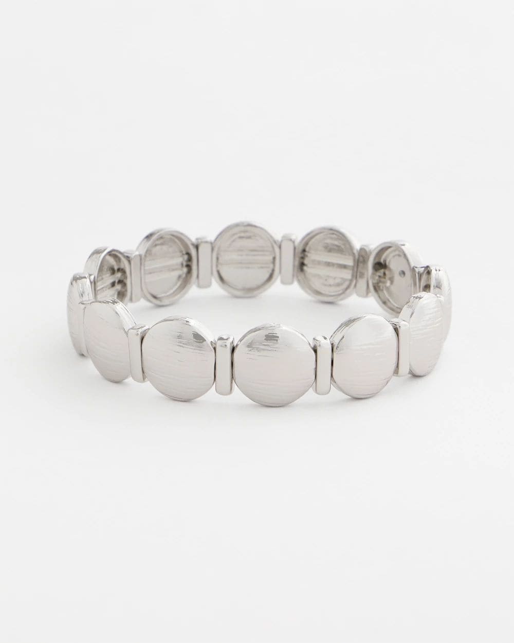 Silver Textured Circle Stretch Bracelet