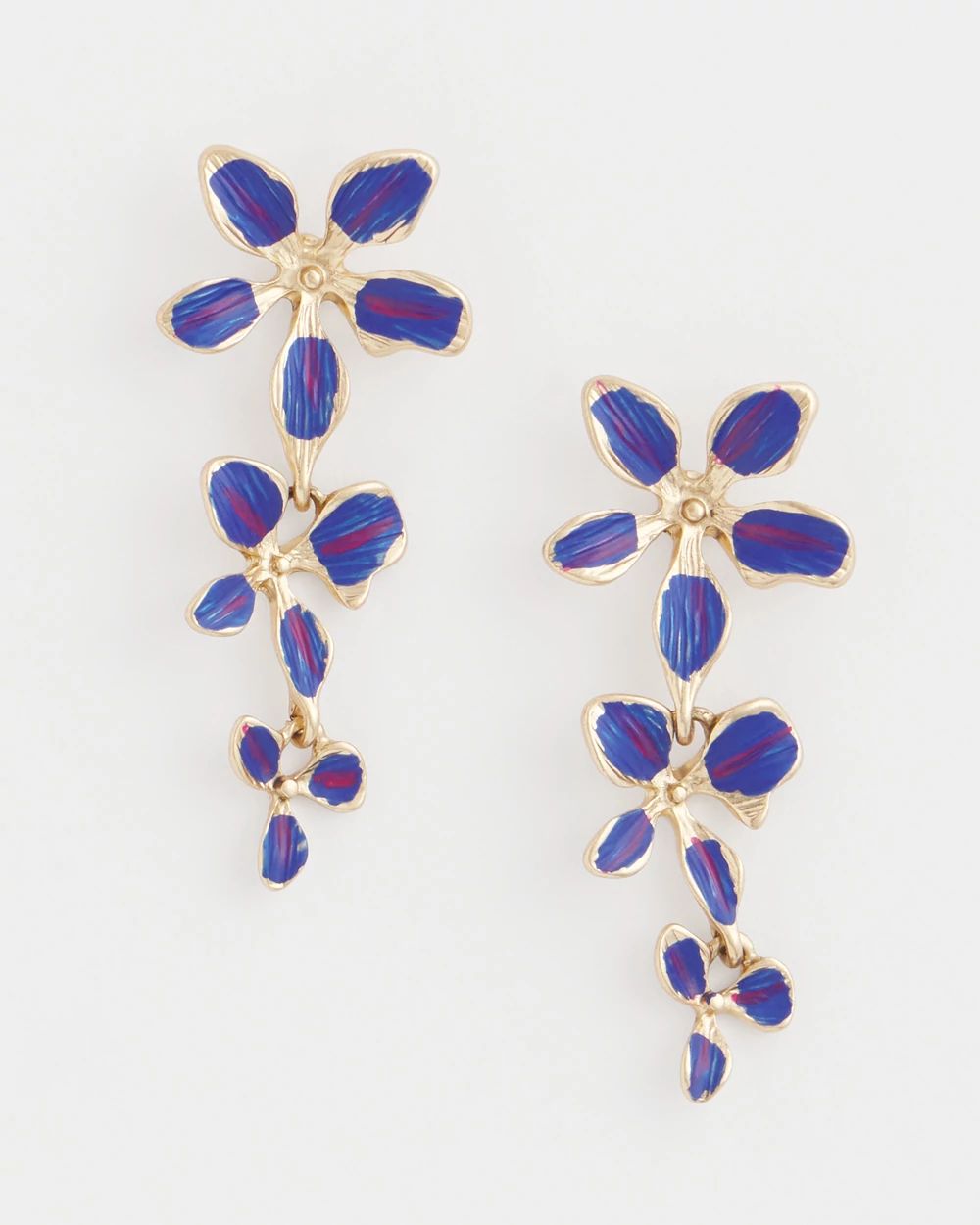 No Droop® Purple Flower Drop Earrings click to view larger image.