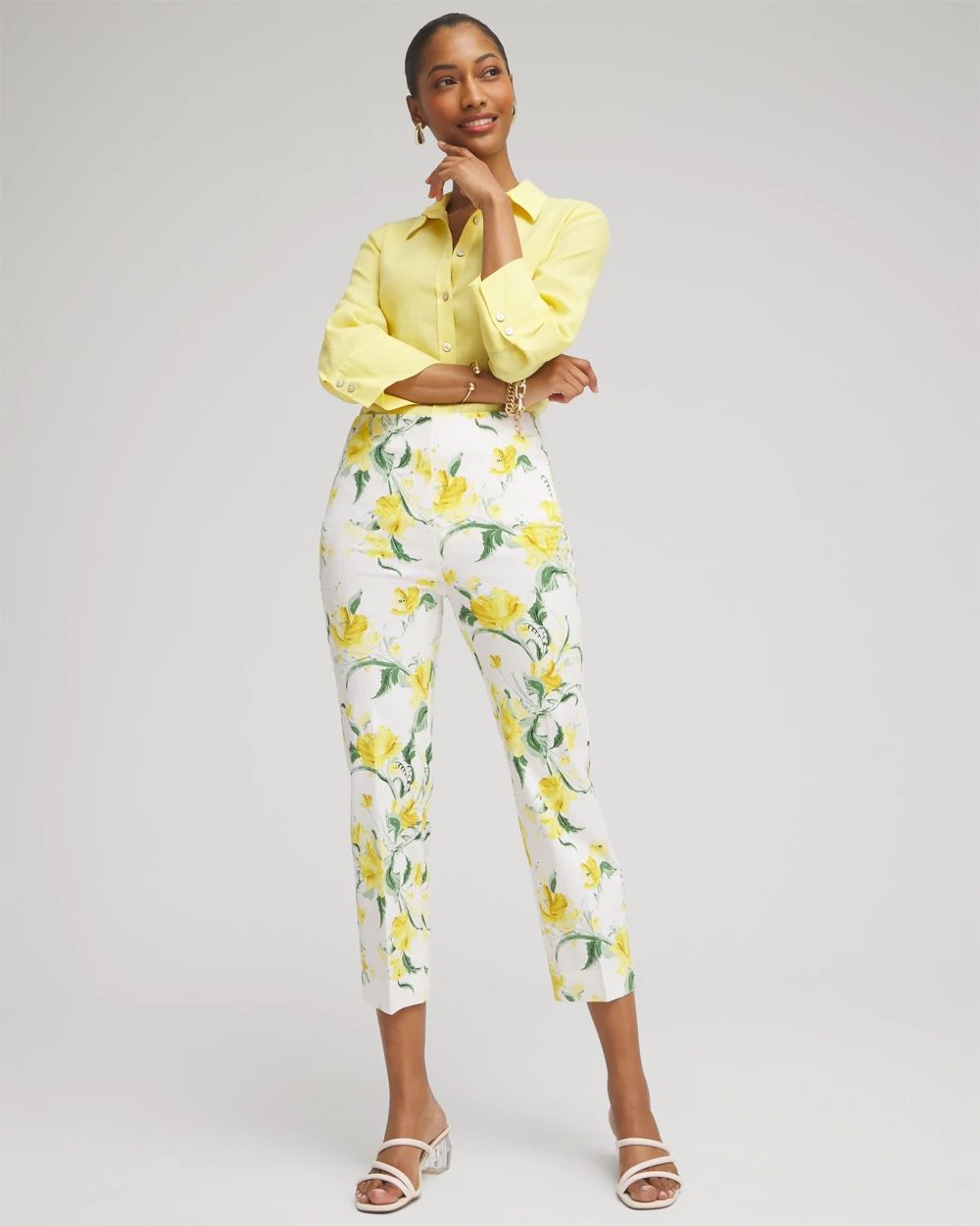 Juliet Floral Straight Cropped Pants
