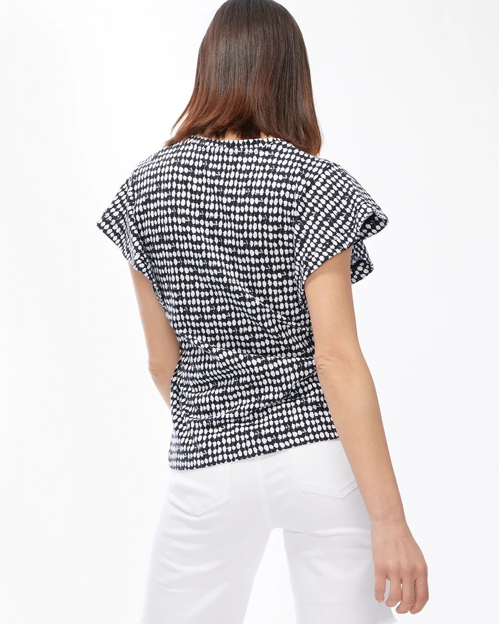 Dot Ruffle Sleeve Slub Tee