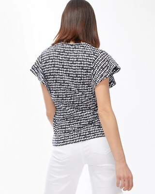 Dot Ruffle Sleeve Slub Tee