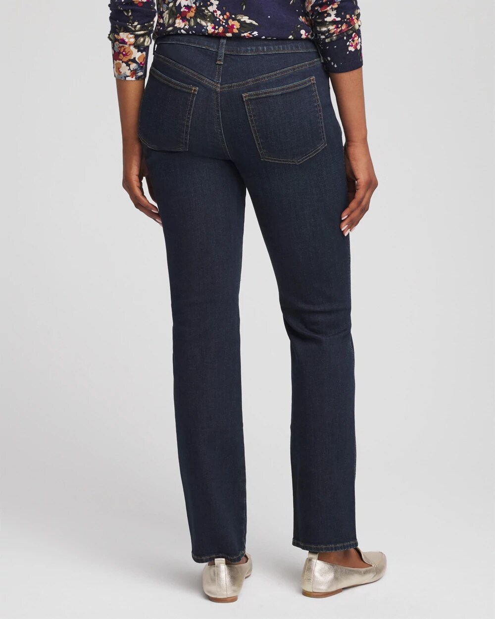 Dark Wash Pull-On Straight-Leg Jeans