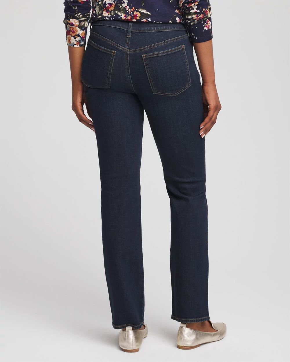 Dark Wash Pull-On Straight-Leg Jeans