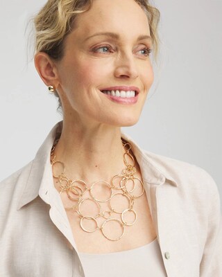 Short Goldtone Multi-Strand Link Necklace click to view larger image.