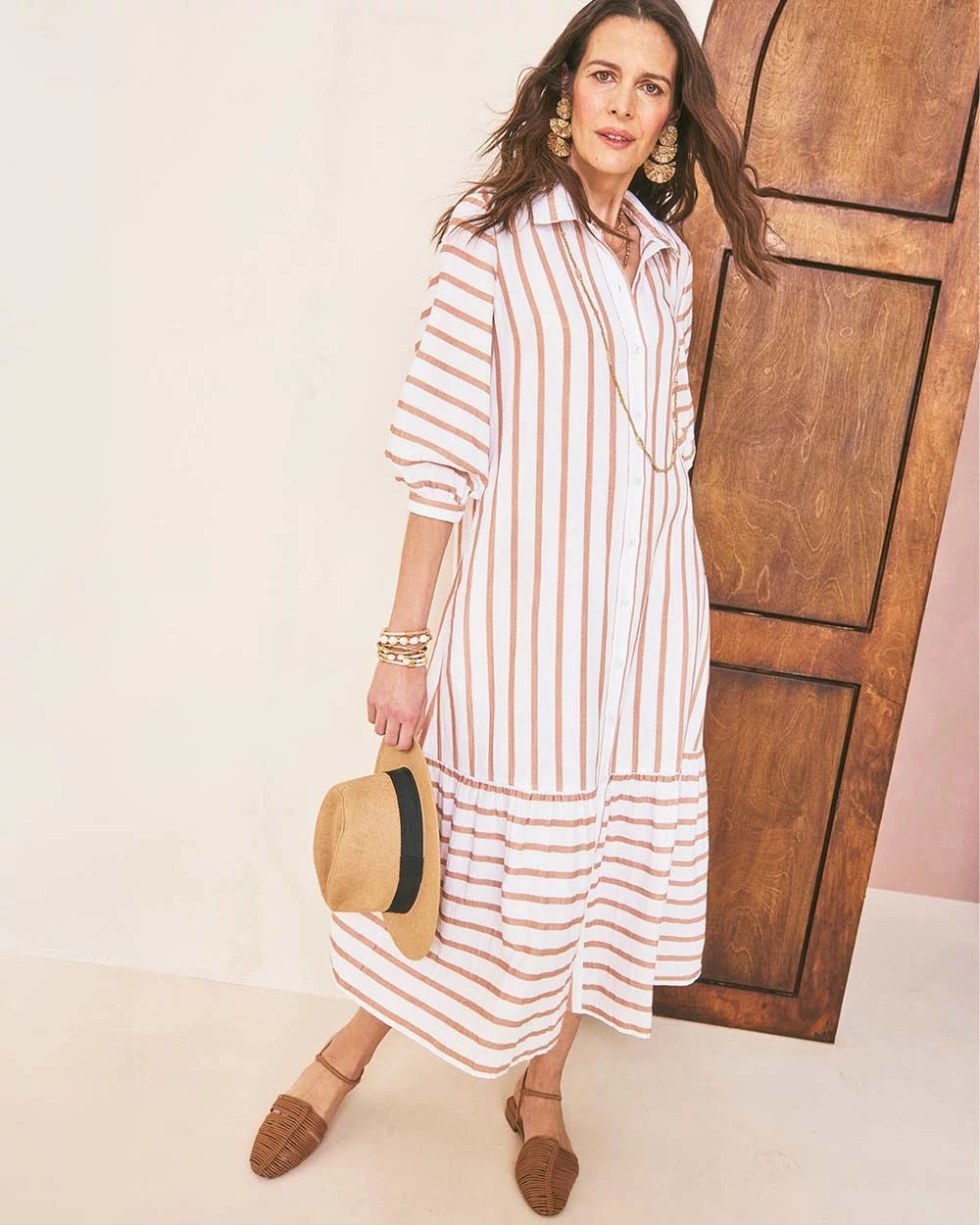 Striped Cotton-Gauze Shirtdress