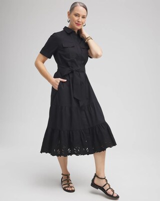 Poplin Cutout Shirt Dress