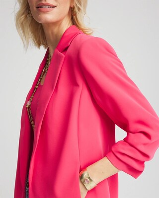 Notched-Lapel Ruched Sleeve Blazer click to view larger image.