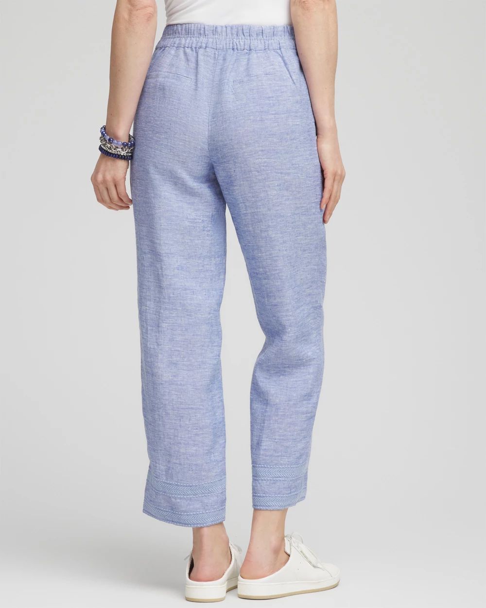 Linen Pull On Waist Cropped Pants