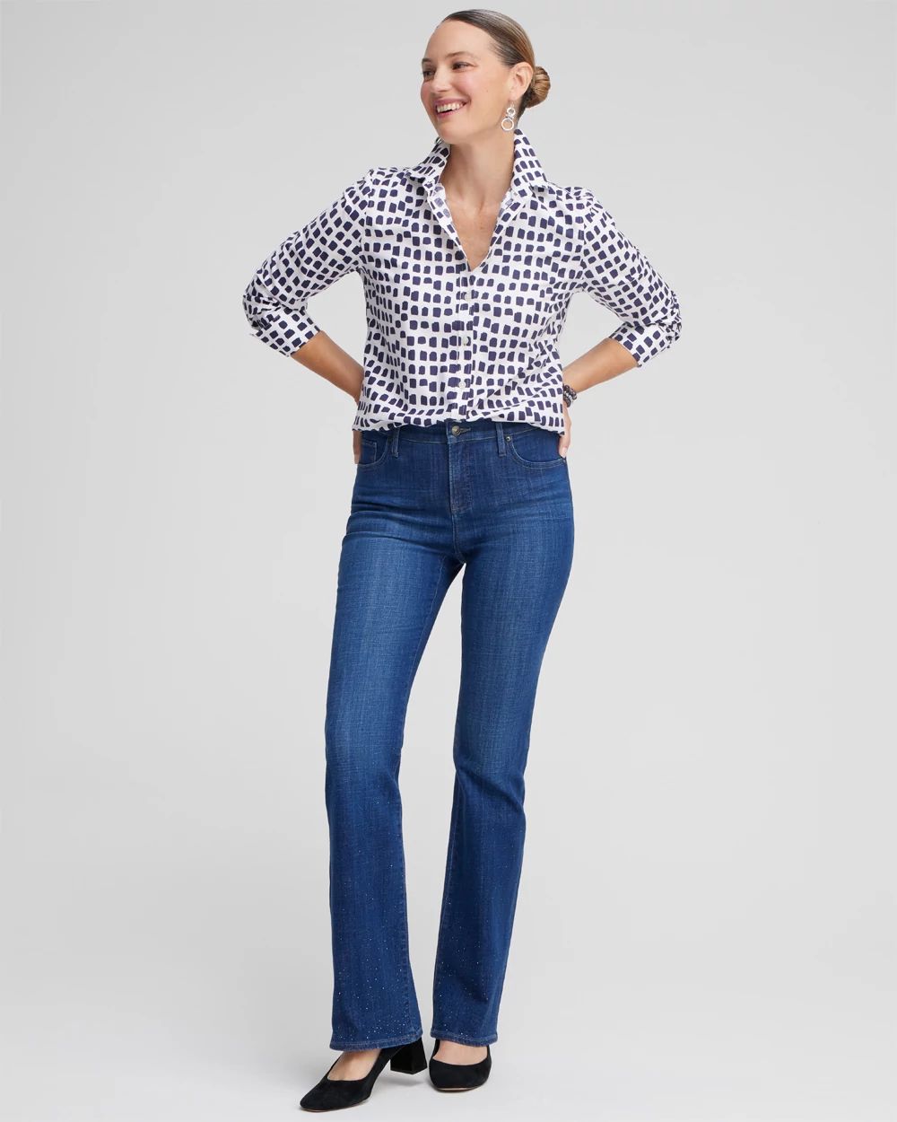 No Iron™ Stretch Square Dots Shirt