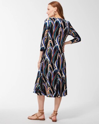 Petite Travelers Print Midi Dress