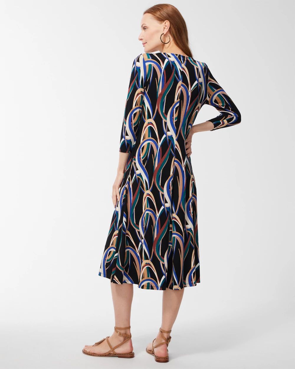 Petite Travelers Print Midi Dress