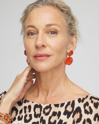 No Droop™ Orange Round Drop Earrings