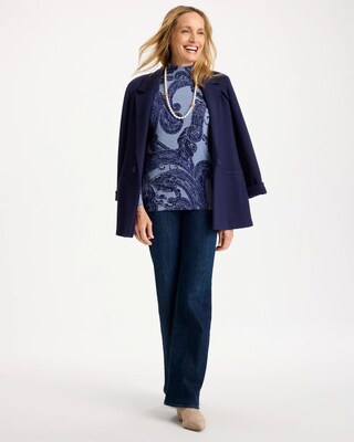 Printed Ella Button Mockneck Sweater click to view larger image.