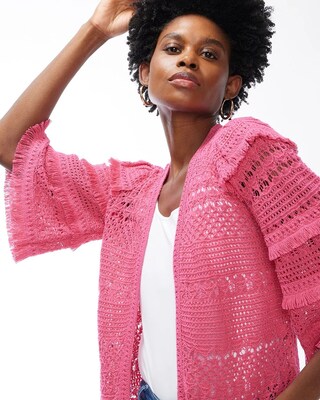 Tiered Fringe Sleeve Cardigan
