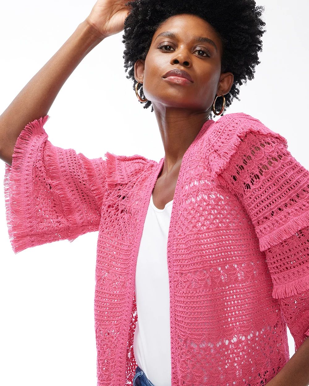 Tiered Fringe Sleeve Cardigan