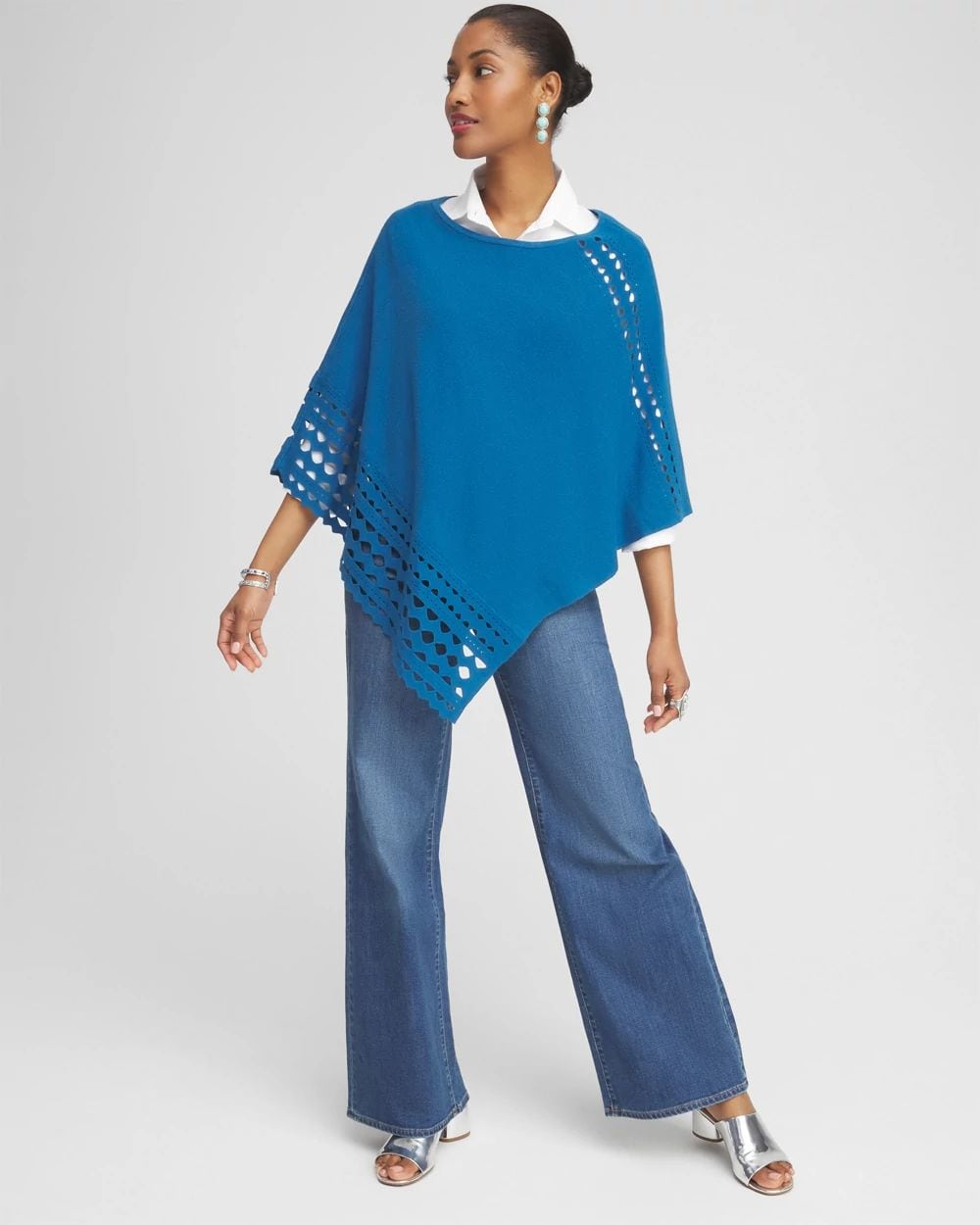 Asymmetrical Cutwork Poncho click to view larger image.