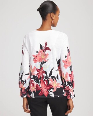 Floral-Motif Smocked Cotton-Slub Tee click to view larger image.