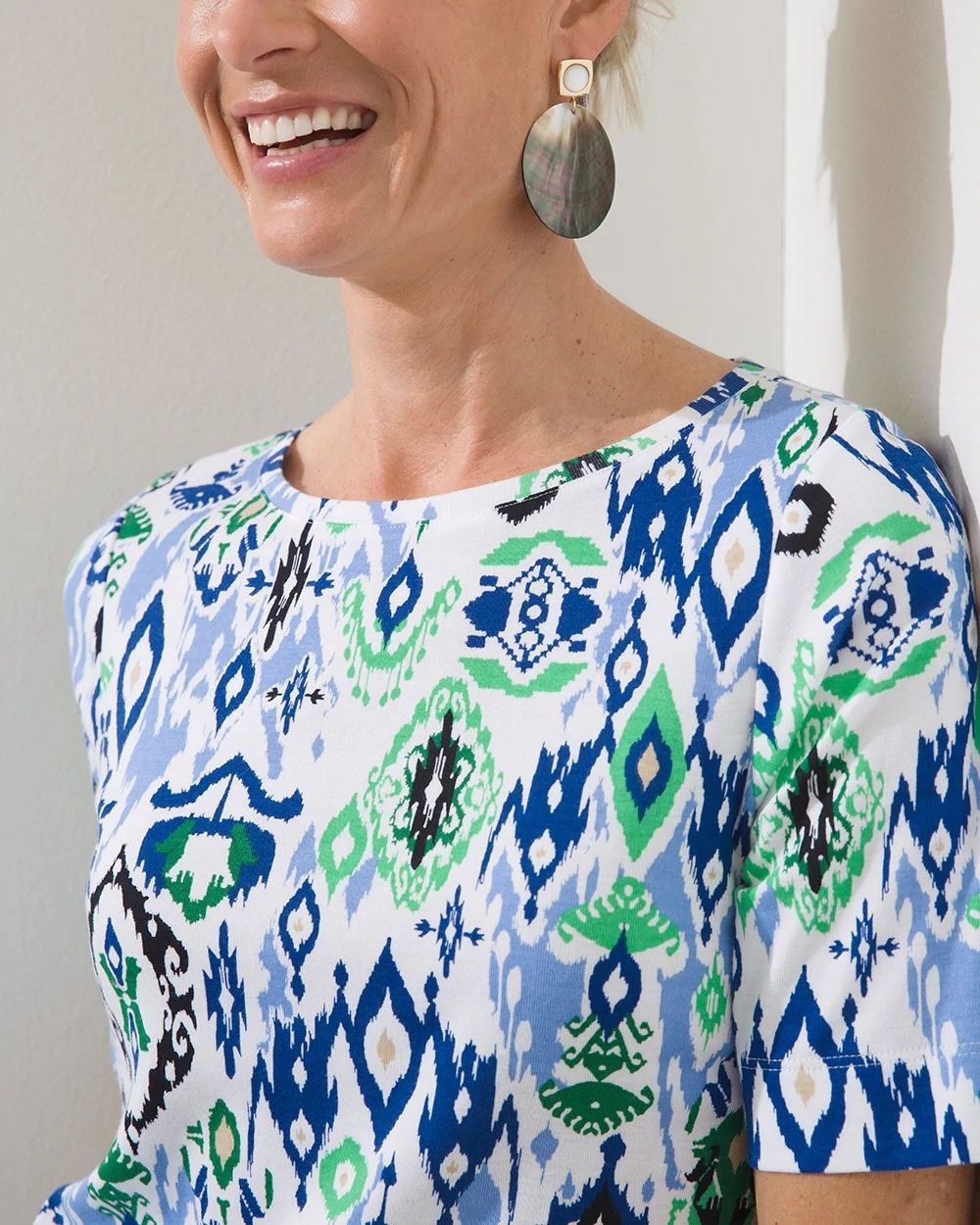 Ikat Pima Elbow Sleeve Tee