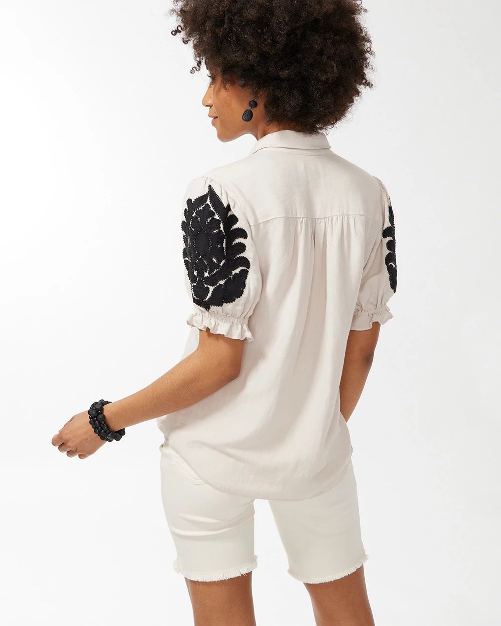 Linen Blend Applique Shirt
