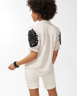 Linen Blend Applique Shirt