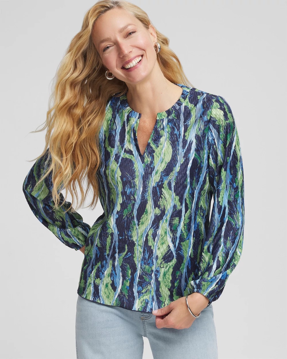 Ocean Plume Crinkle Top
