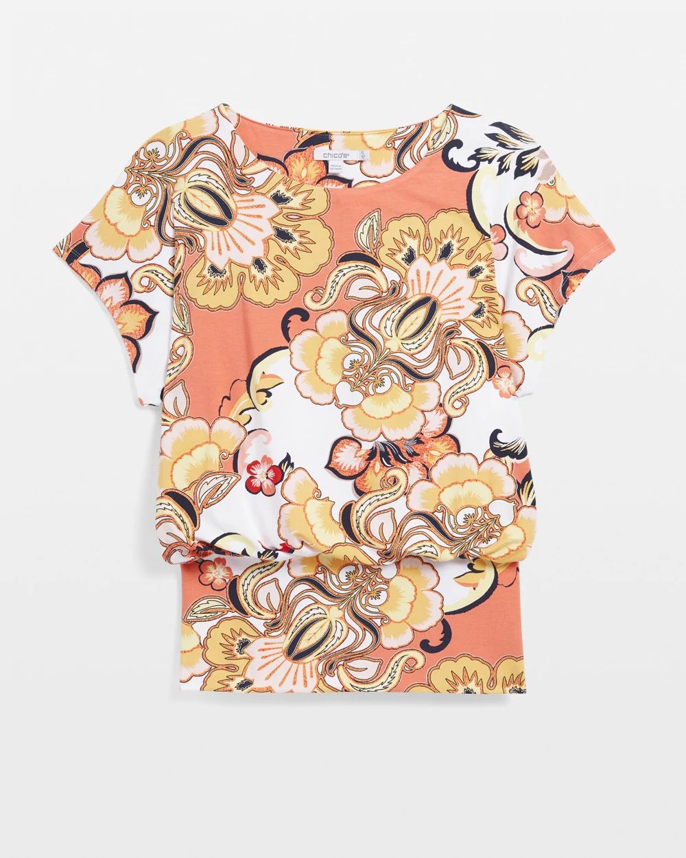 Touch of Cool™ Floral Banded Hem Tee click to view larger image.