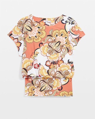 Touch of Cool™ Floral Banded Hem Tee click to view larger image.