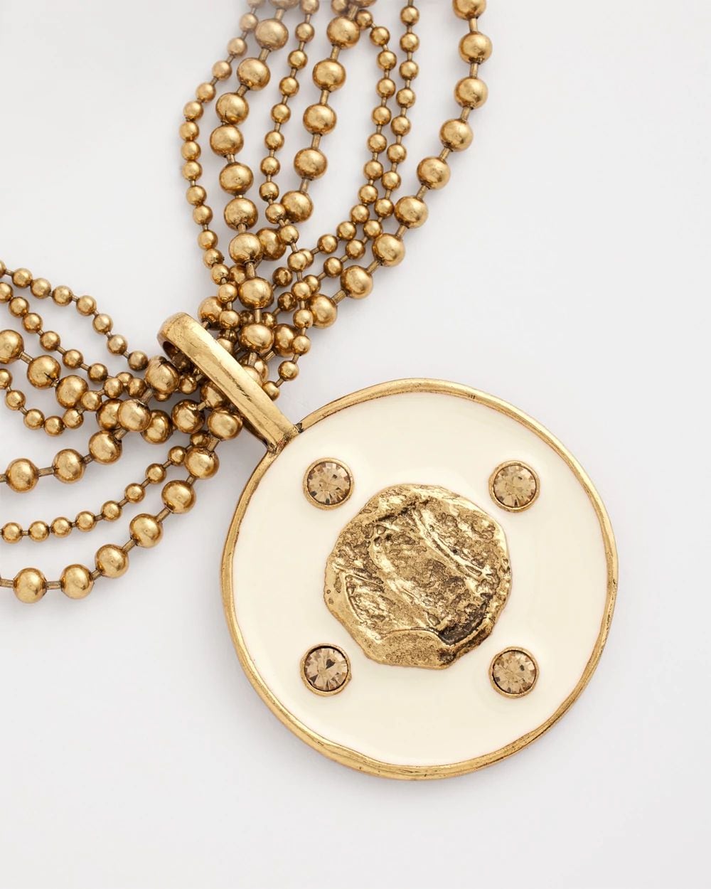 White Enamel Pendant Necklace click to view larger image.