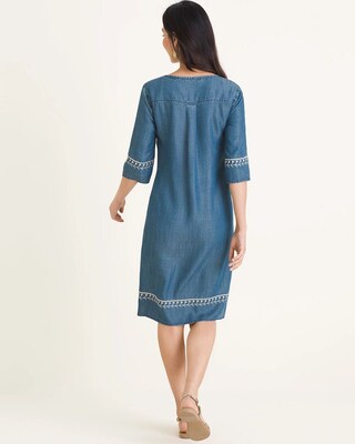 Embroidered Denim Dress