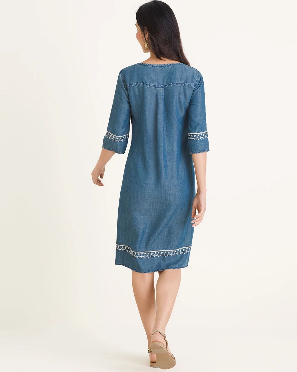 Embroidered Denim Dress