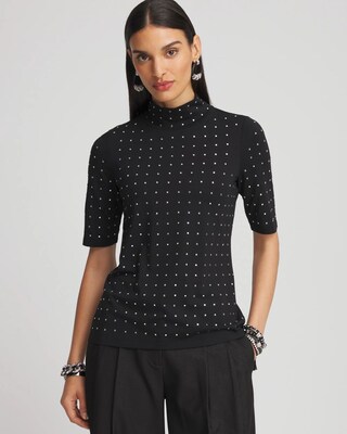 Touch of Cool™ Studded Mock-Neck Tee