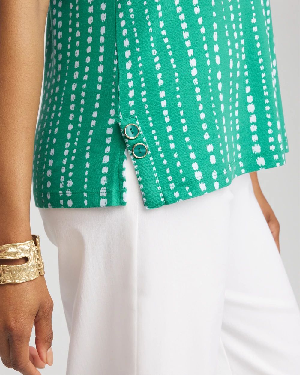 Polka-Dot Sleeveless V-Neck Tank