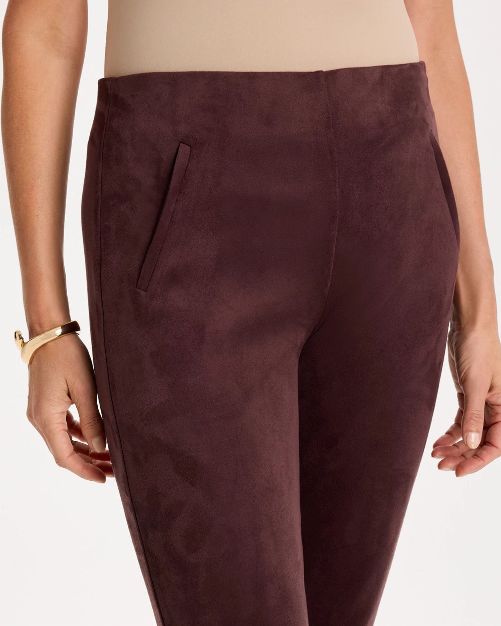 Faux Suede Juliet Slim Ankle Pants