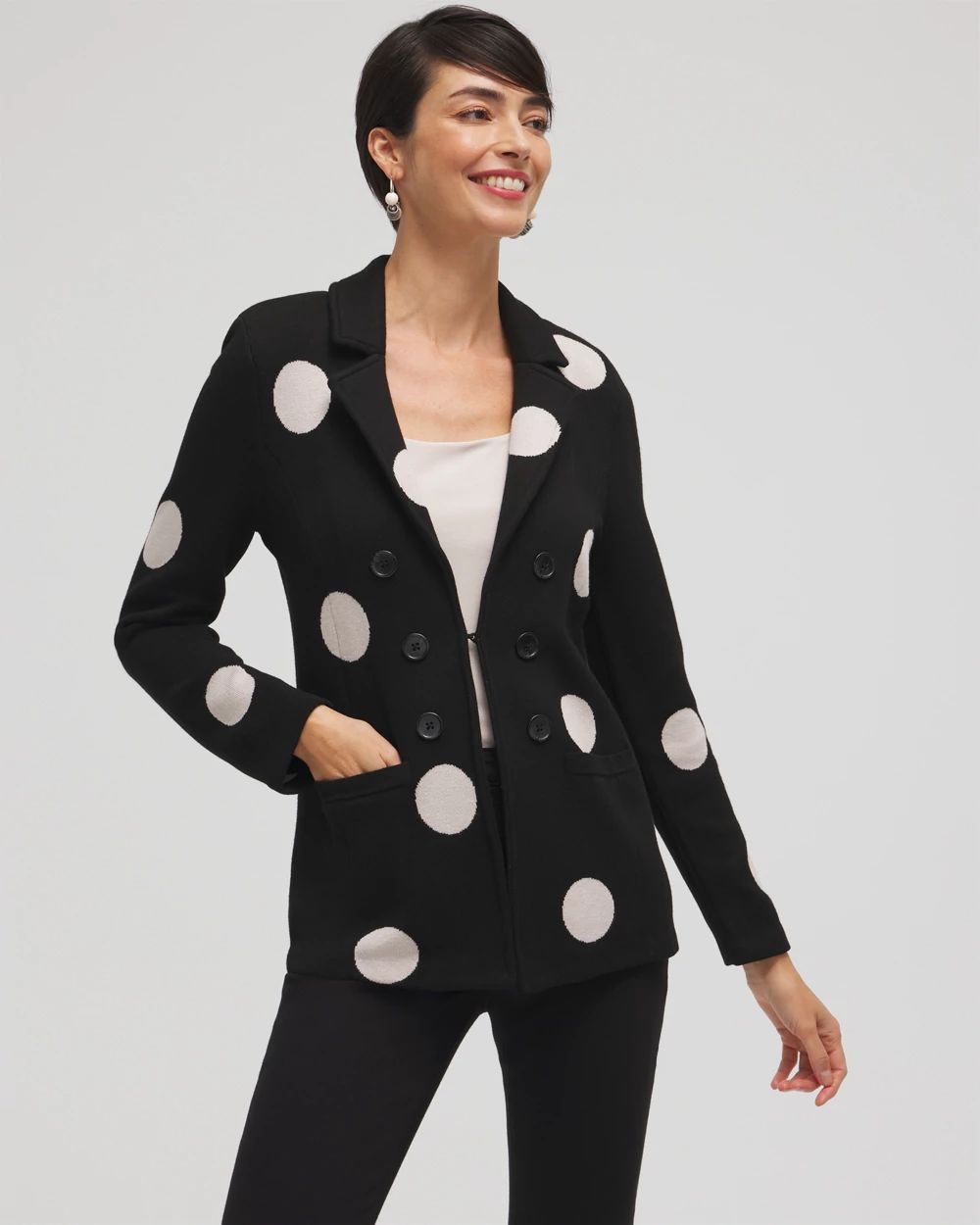 Polka Dot Cardigan Blazer