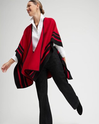 Red Stripe Border Ruana