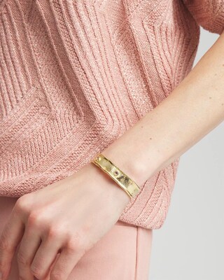 Pink Scattered Stone Flexible Cuff Bracelet click to view larger image.