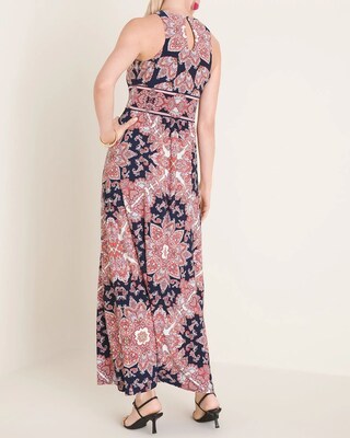 London Times Medallion-Print Jersey Maxi Dress
