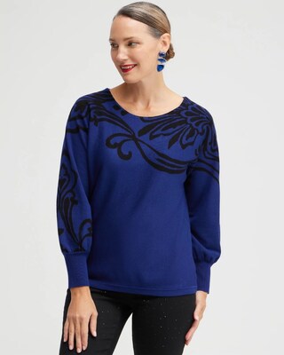 Blue Print Pullover Sweater