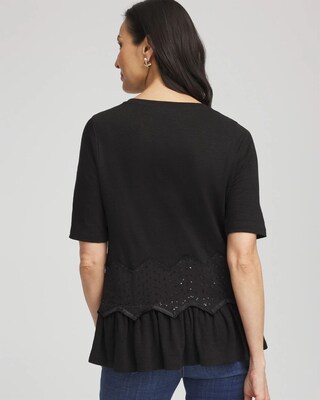 Chevron Sequin Peplum Linen Tee click to view larger image.