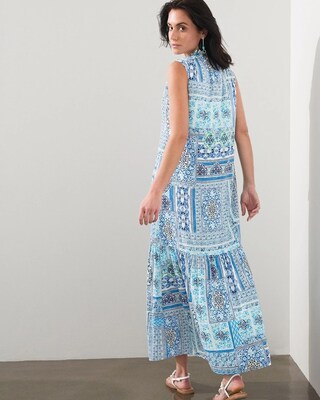Tile Print Peasant Maxi Dress