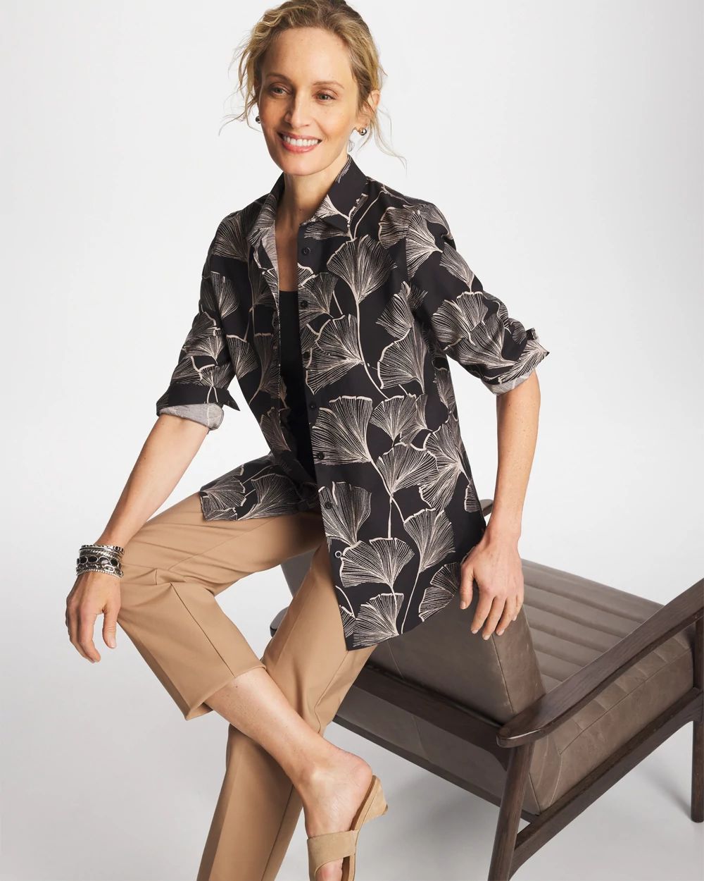 No Iron™ Stretch Ginkgo Glory Shirt click to view larger image.