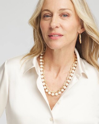 MagneticMix™ Faux Pearl Links Necklace