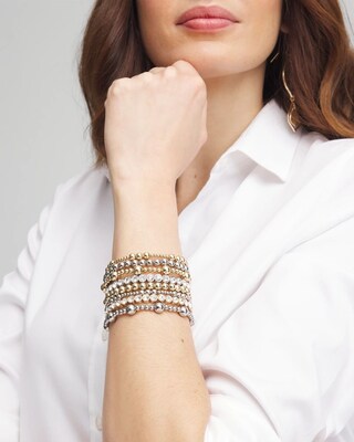 Gold-tone Medium Bead Stretch Bracelet click to view larger image.