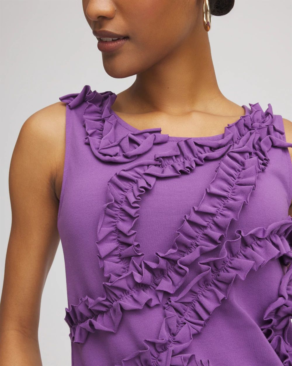 Sleeveless Ruffle-Appliqué Tank Top